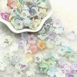 150pcs Acrylic Bell Flower Bead Caps 13mm - Jewelry Making Charms